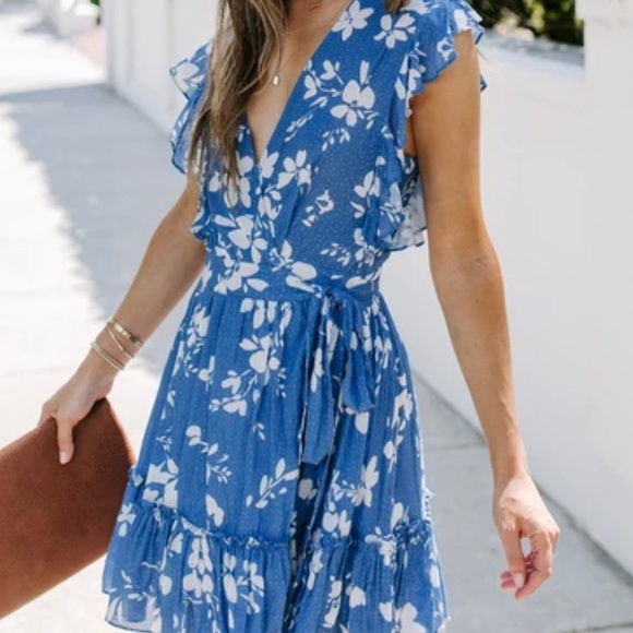 Blue Ruffle Dress - Picture 2 of 3